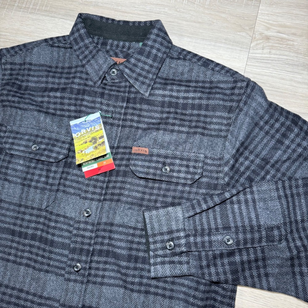Orvis Heavyweight Double Brushed Flannel Shacket Shirt Mens Medium Plaid NWT‎